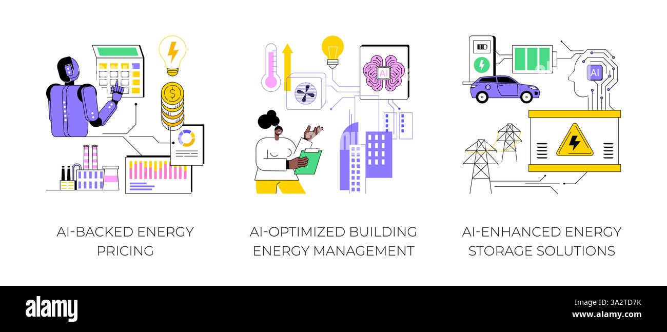 AI in energy generation abstract concept vector illustrations Stock ...