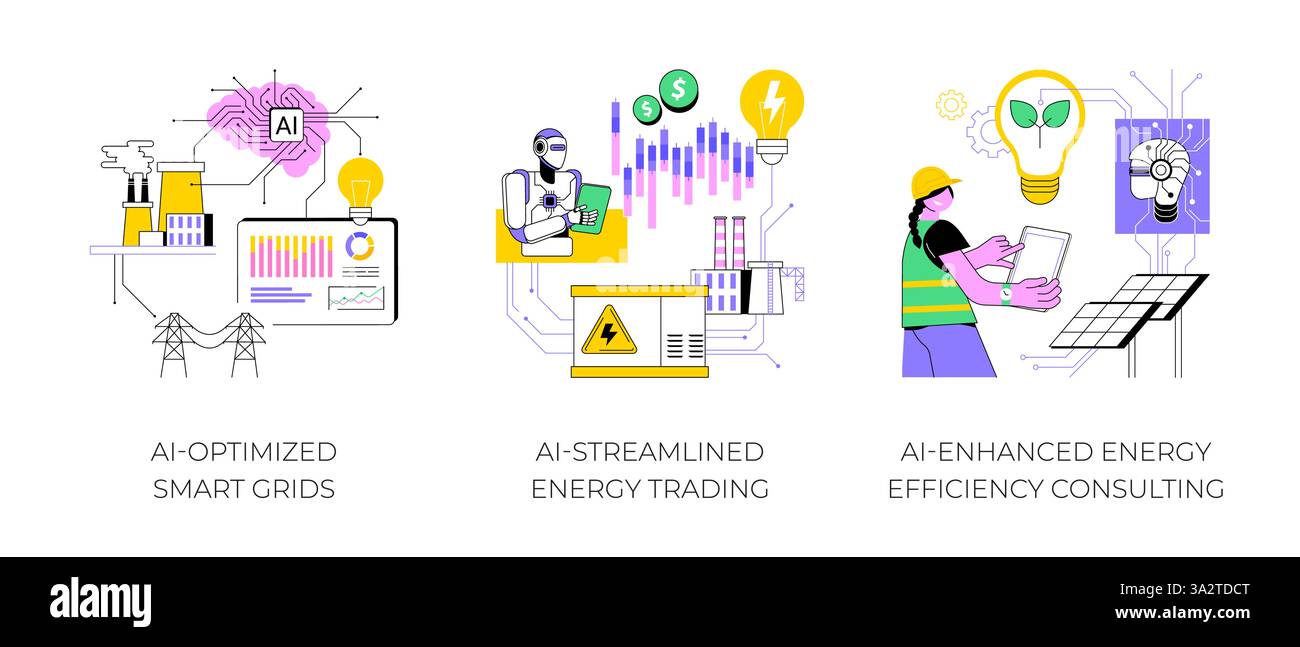 AI in Energy supply abstract concept vector illustrations Stock Vector ...