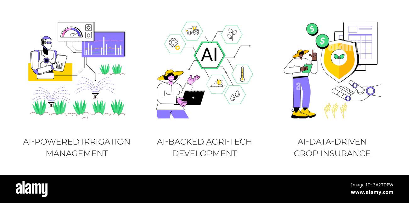 AI in modern agriculture abstract concept vector illustrations Stock ...