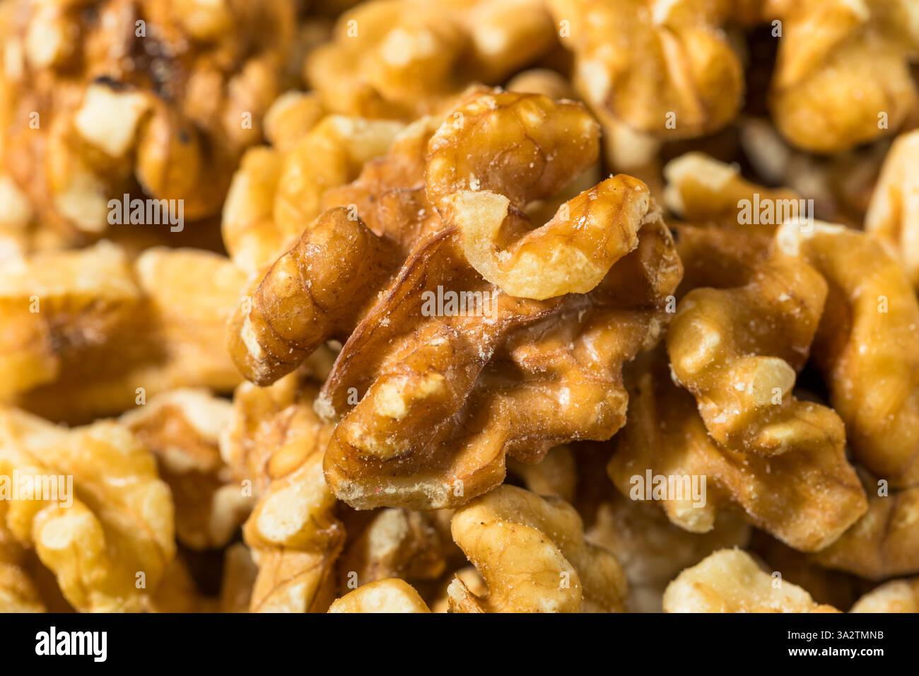 Organic Raw Walnut Halfs in a Bowl Stock Photo