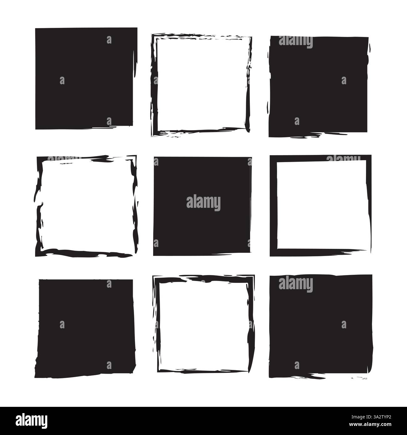 Distressed frame grid. Black white squares. Vector texture illustration. Grunge design elements. Stock Vector