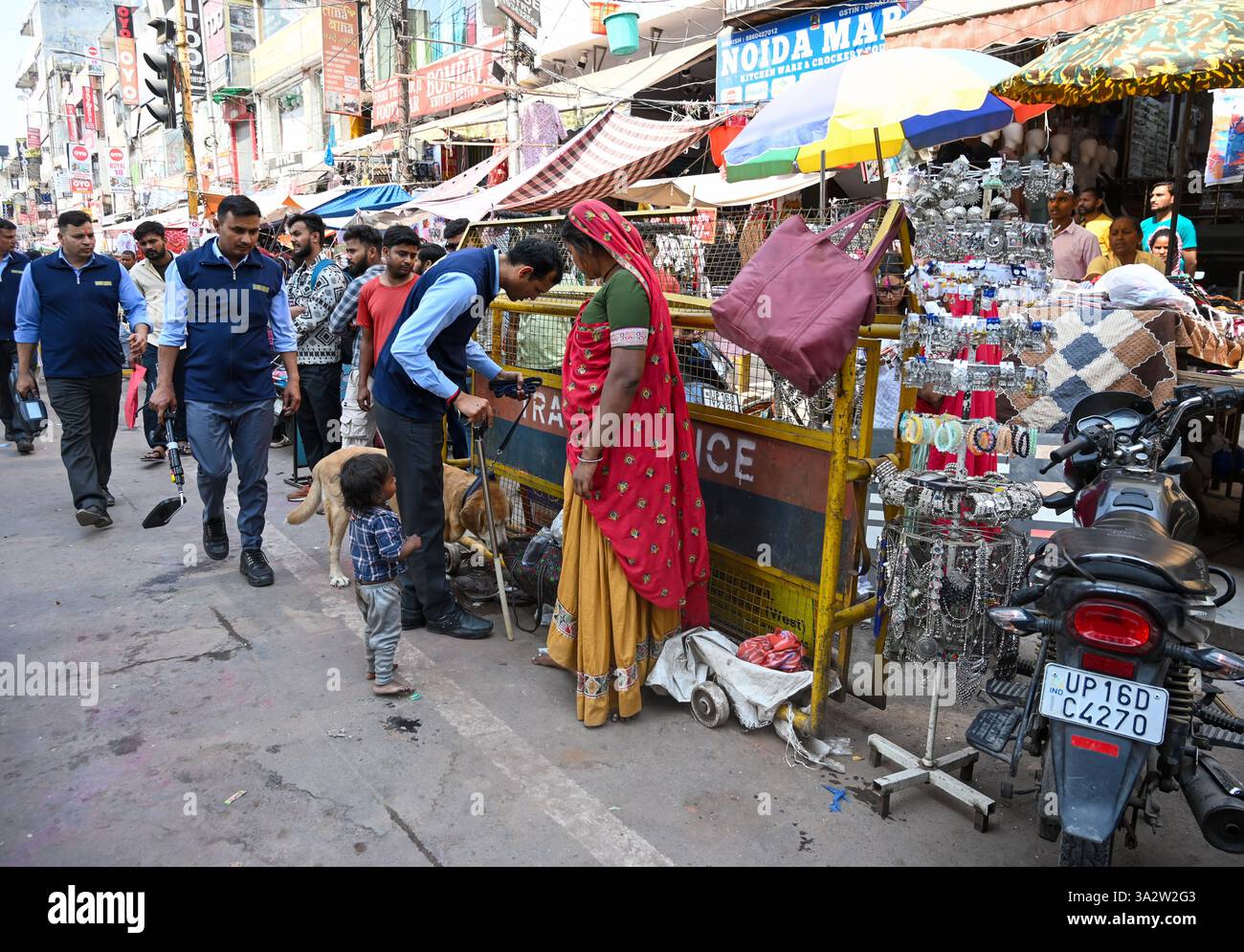 NOIDA, INDIA MARCH 13 Bomb detection and disposal squad (BDDS) team are conducting security