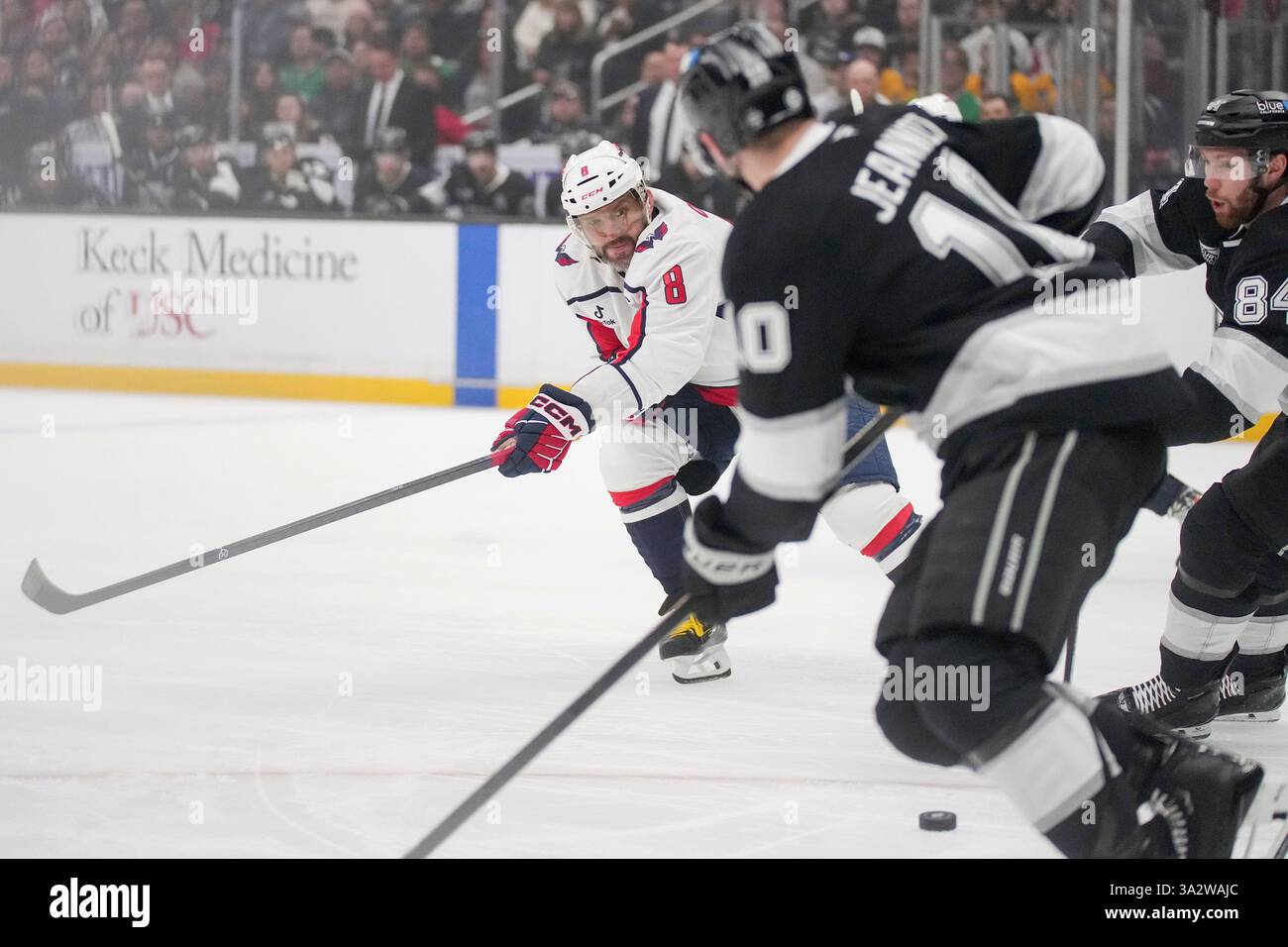 Washington Capitals left wing Alex Ovechkin (8) skates against Los Angeles Kings players during