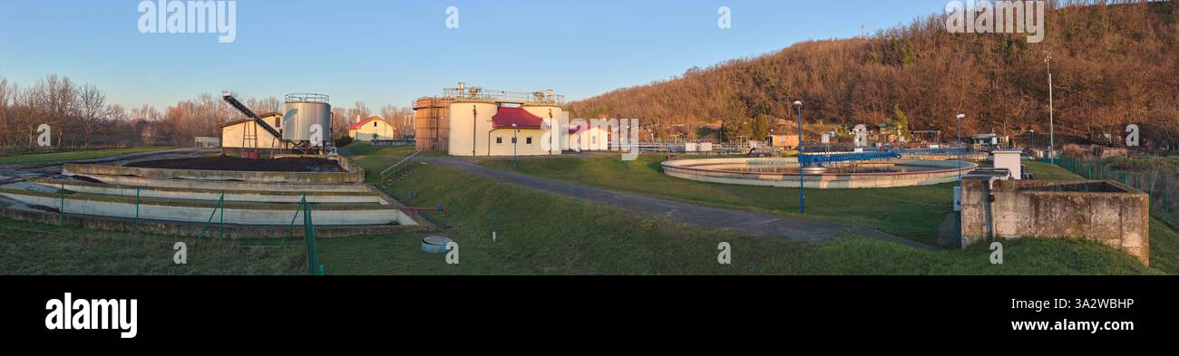 Cisticka odpadovych vod v Hlohovci (Sewage treatment plant in Hlohovec), Slovakia Stock Photo