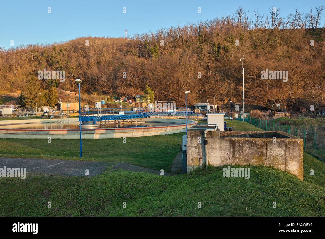 Cisticka odpadovych vod v Hlohovci | Sewage treatment facility in Hlohovec, Slovakia Stock Photo