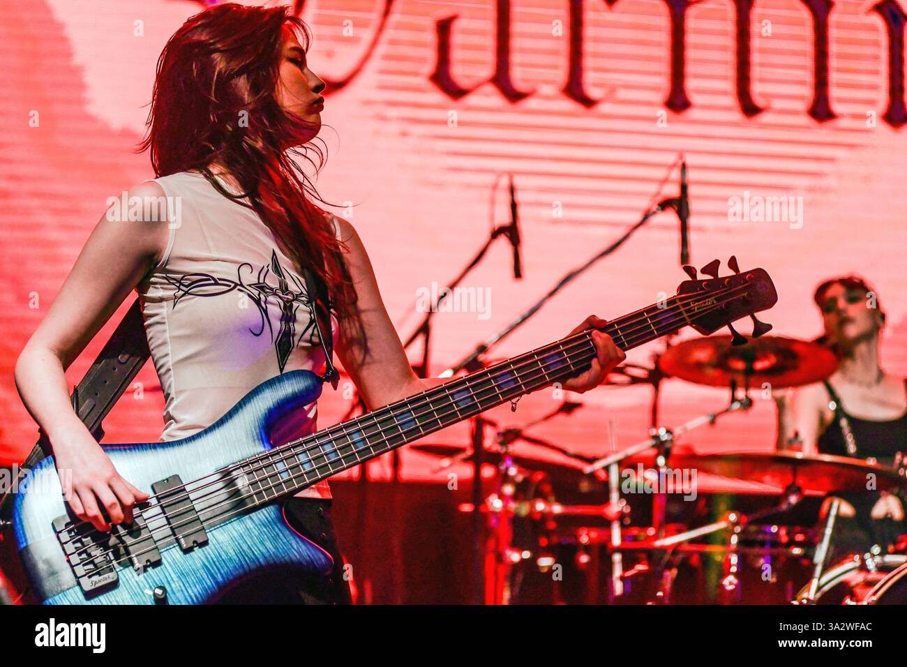 Buenos Aires (13th Mar 2025). Mexican rock band The Warning, performing ...