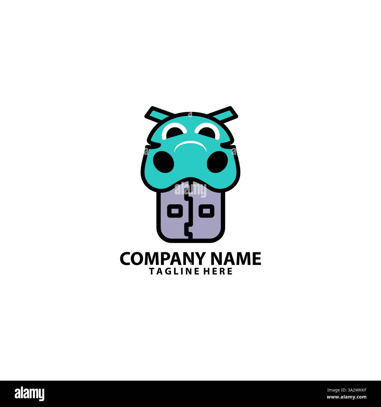 hippo USB logo design vector Stock Vector