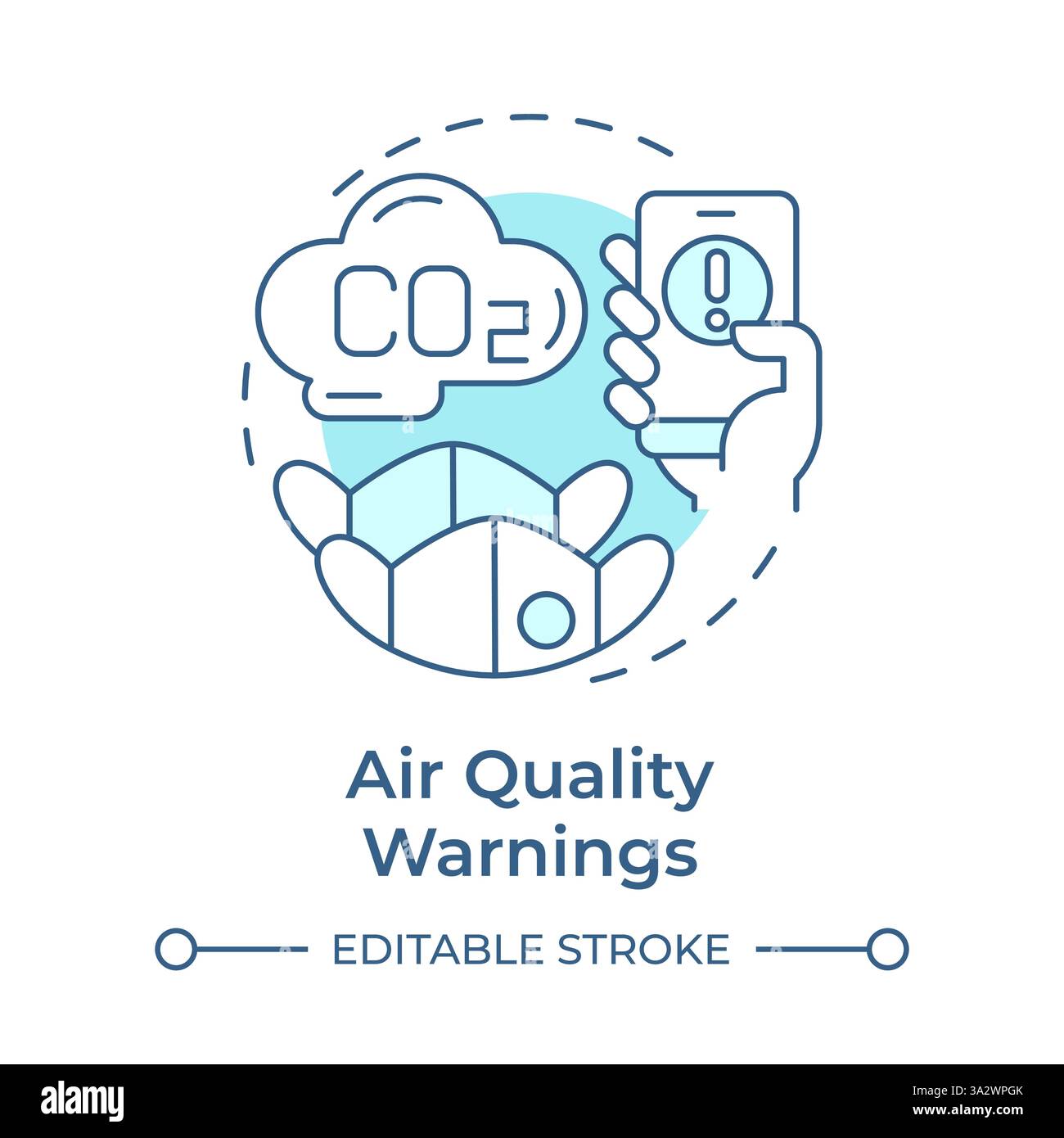 Air quality warnings soft blue concept icon Stock Vector
