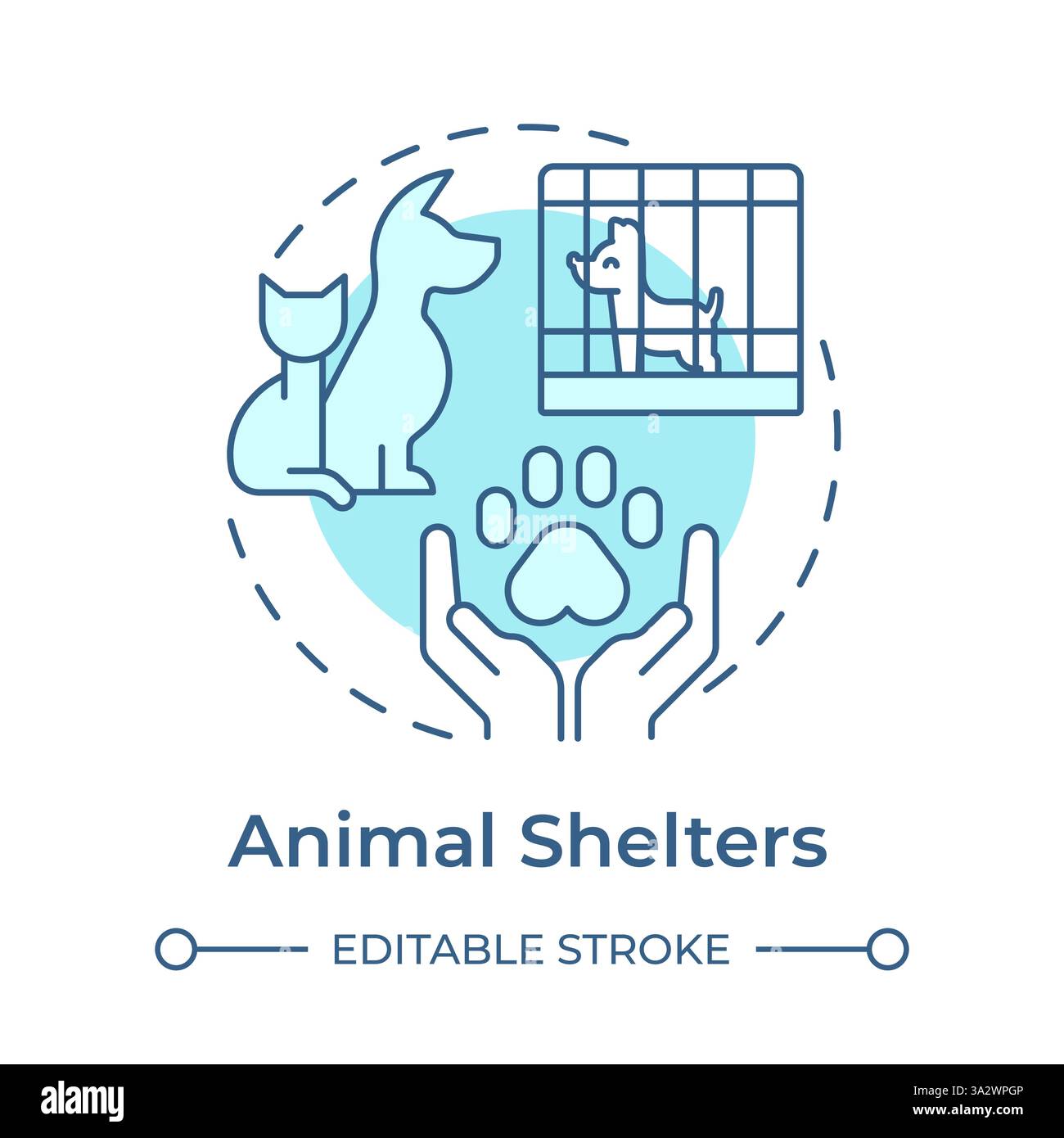 Animal shelters soft blue concept icon Stock Vector
