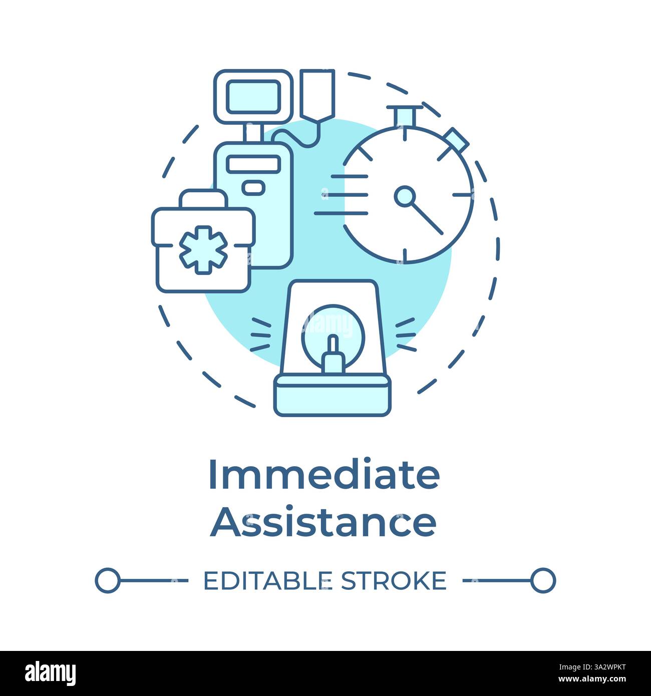 Immediate assistance soft blue concept icon Stock Vector