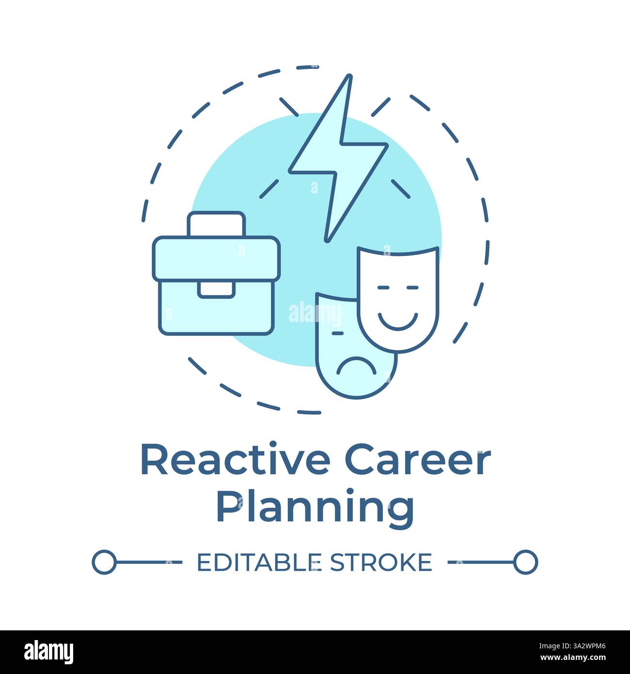Reactive career planning soft blue concept icon Stock Vector