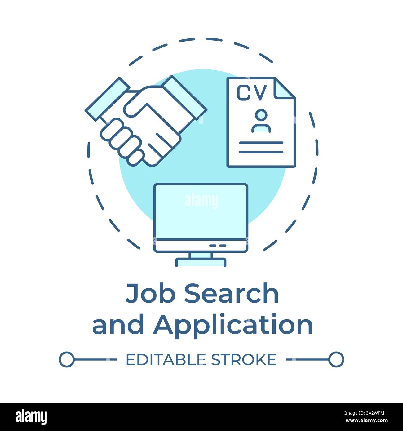 Job search and application soft blue concept icon Stock Vector