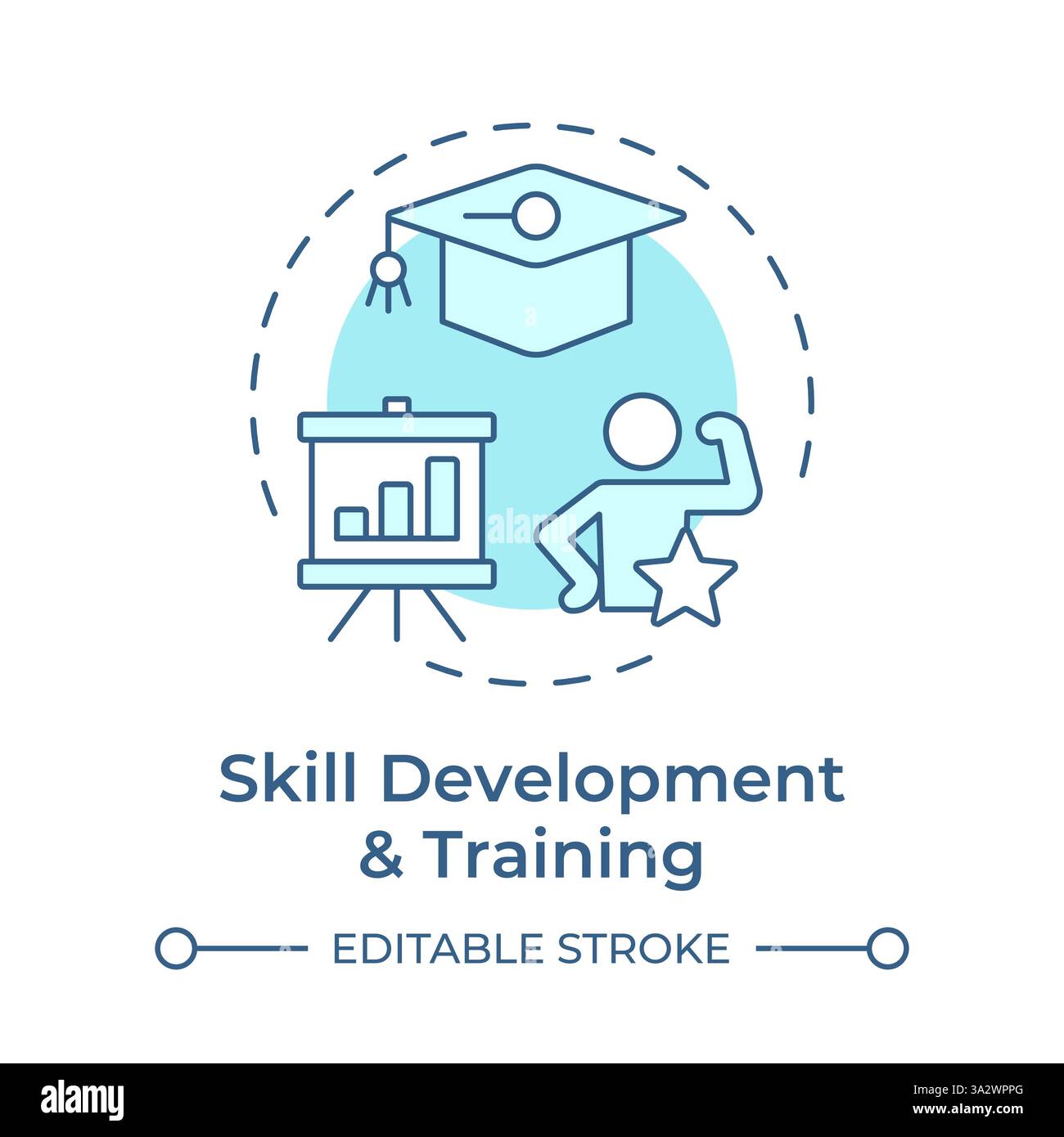 Skill development and training soft blue concept icon Stock Vector
