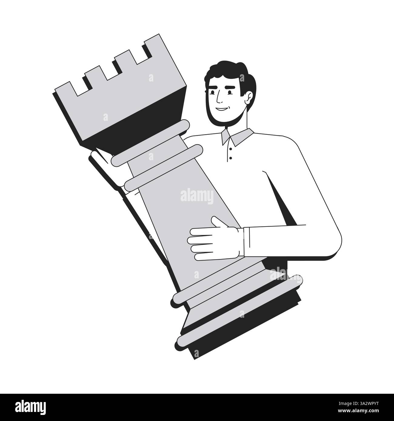 Chess player line conceptual illustration Stock Vector