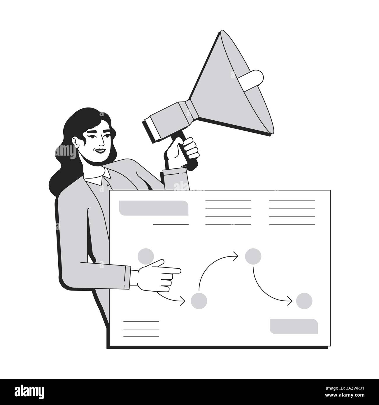 Marketing strategy line conceptual illustration Stock Vector
