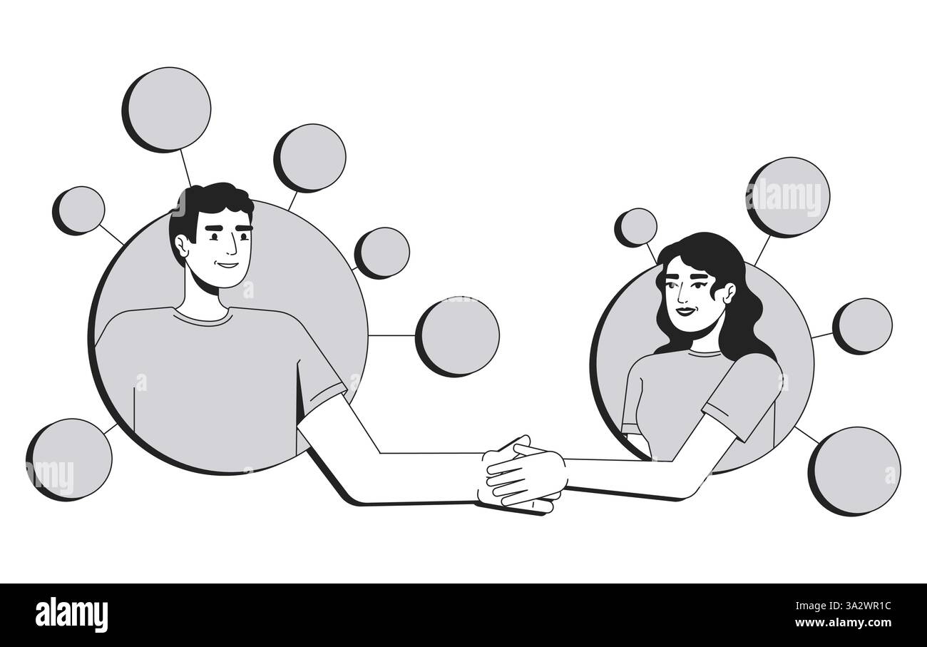 Coworkers line conceptual illustration Stock Vector