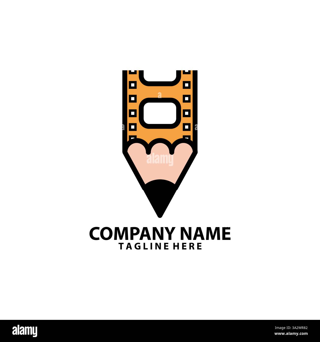 pencil film logo design vector Stock Vector