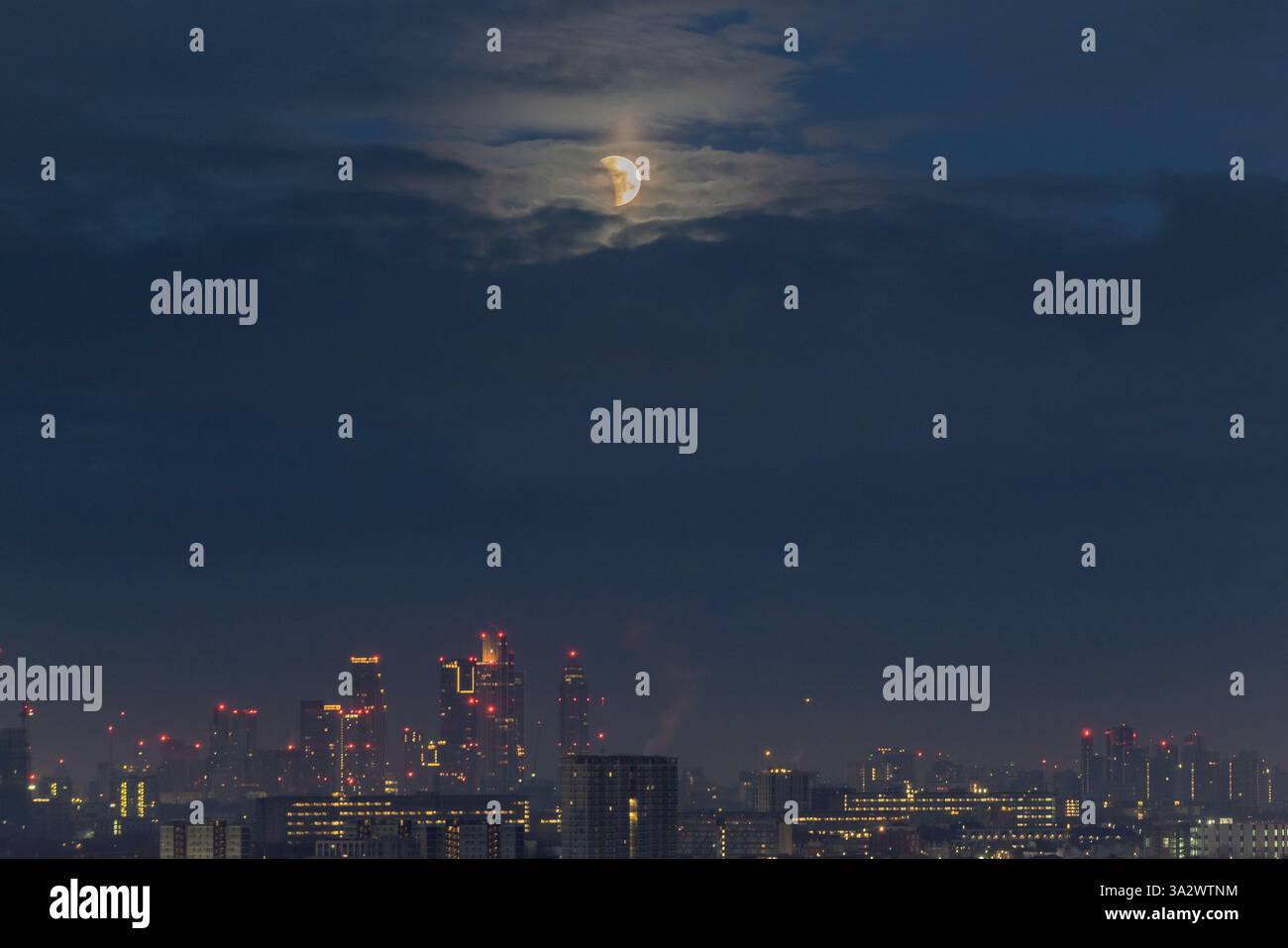 London, UK. 14th March 2025. UK Weather: Blood Moon partial lunar ...