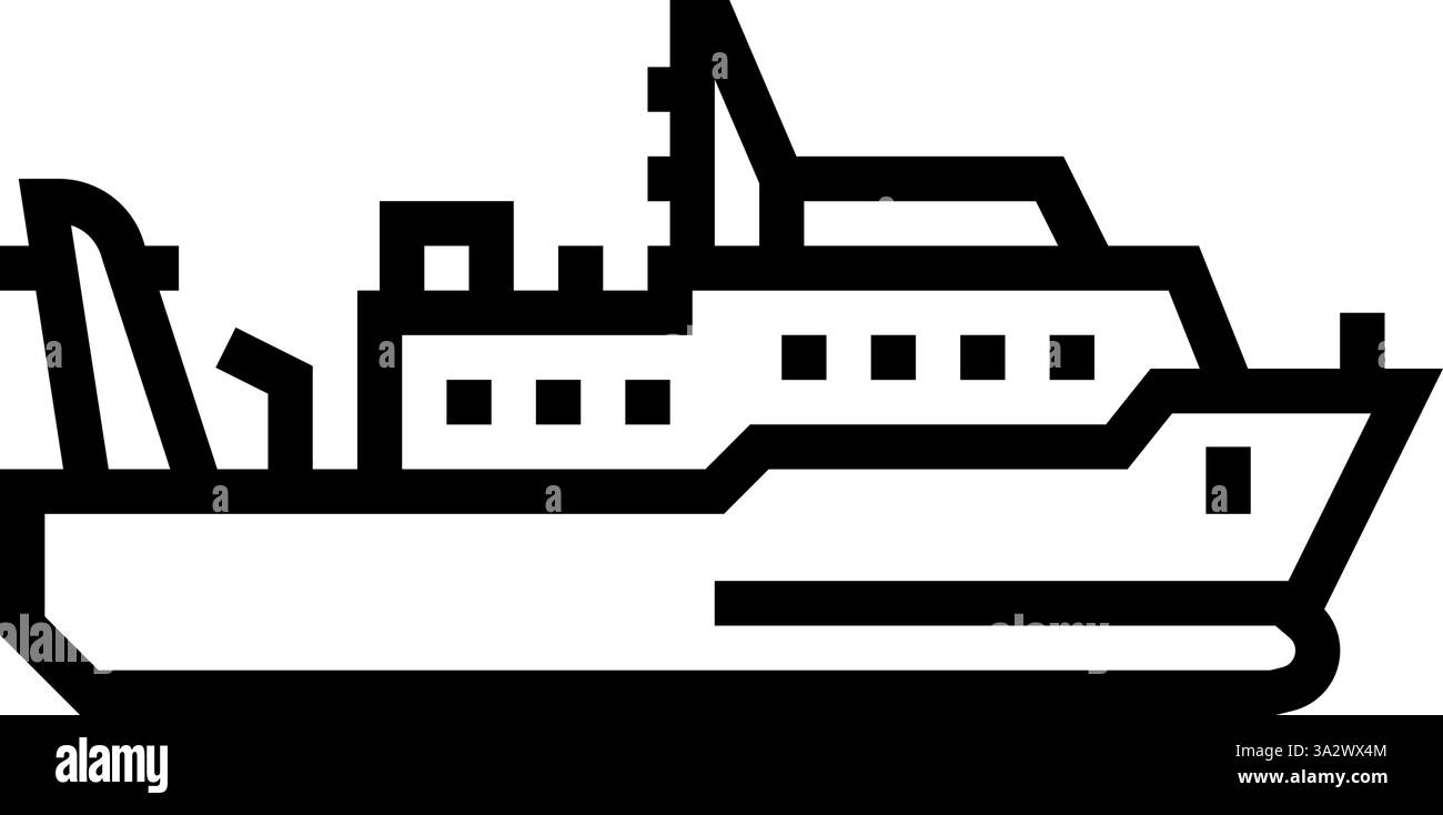 marine research vessel world ocean line icon vector illustration Stock ...