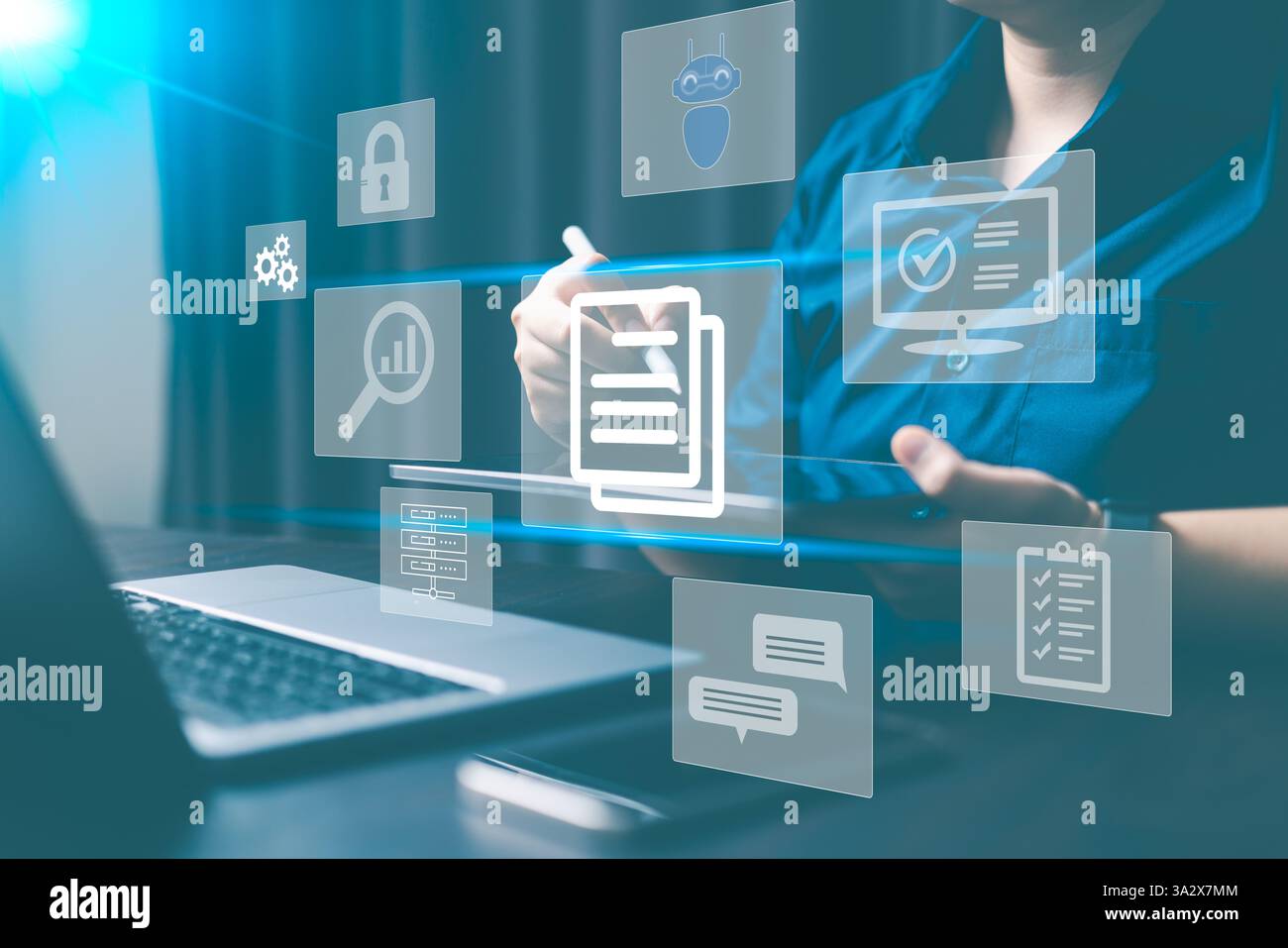 ERP, Electronic document management system concept, search and business ...