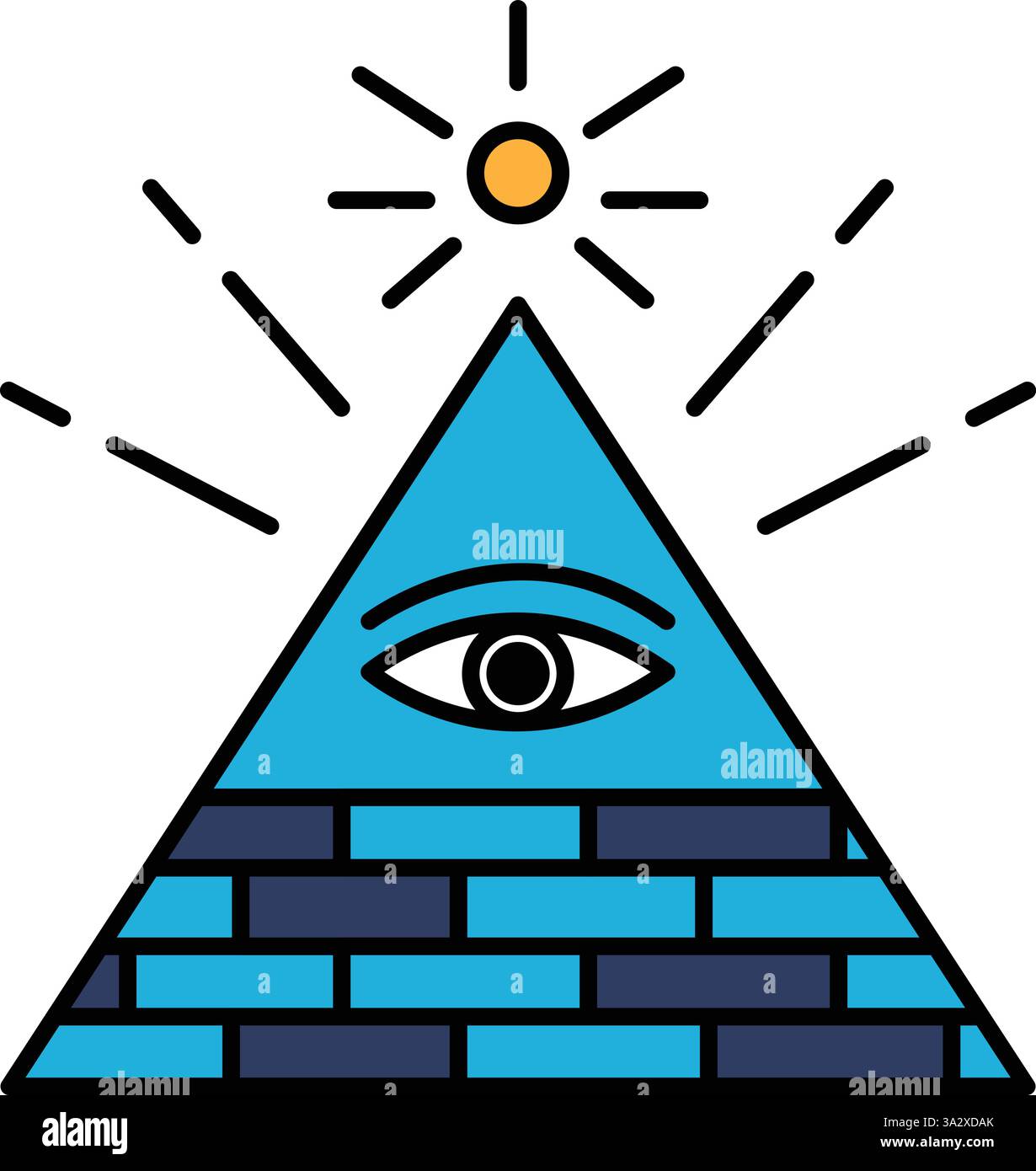 A blue pyramid with a blue eye in the middle. The pyramid is ...