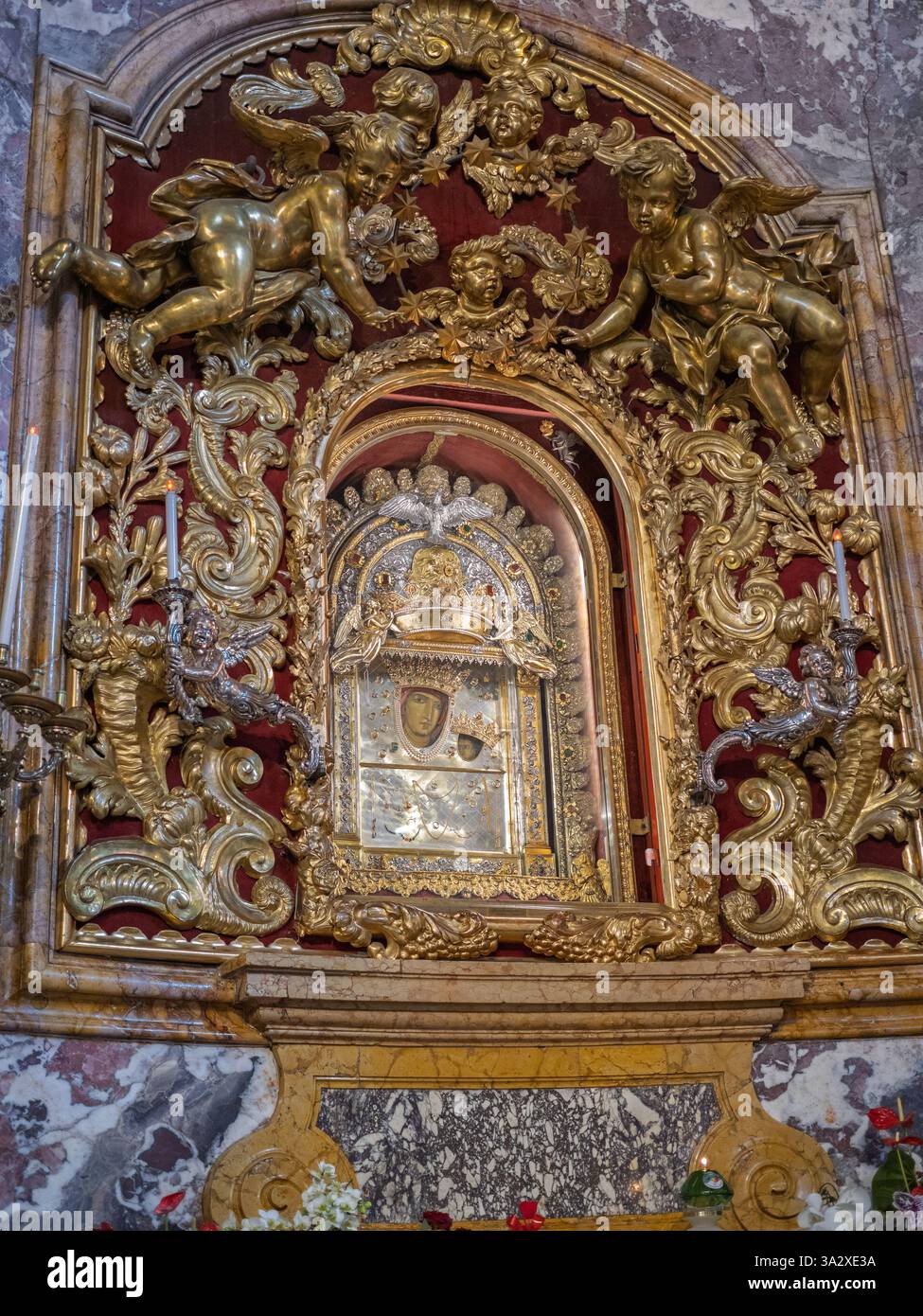 Marble and Gold Religious Altar - Religious Shrine with Gilded ...