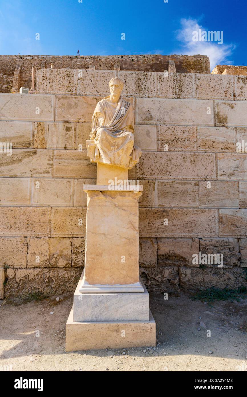Menandro statue at the Acropolis, Athens Stock Photo