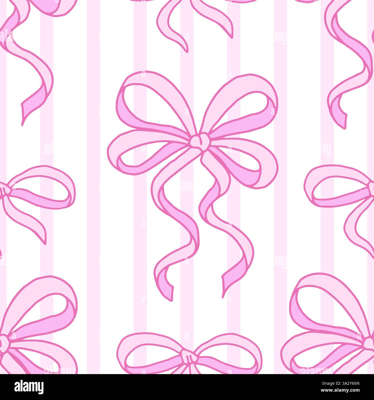 Coquette seamless pattern Pink Ribbon Bow. Pretty Girly bows on white ...