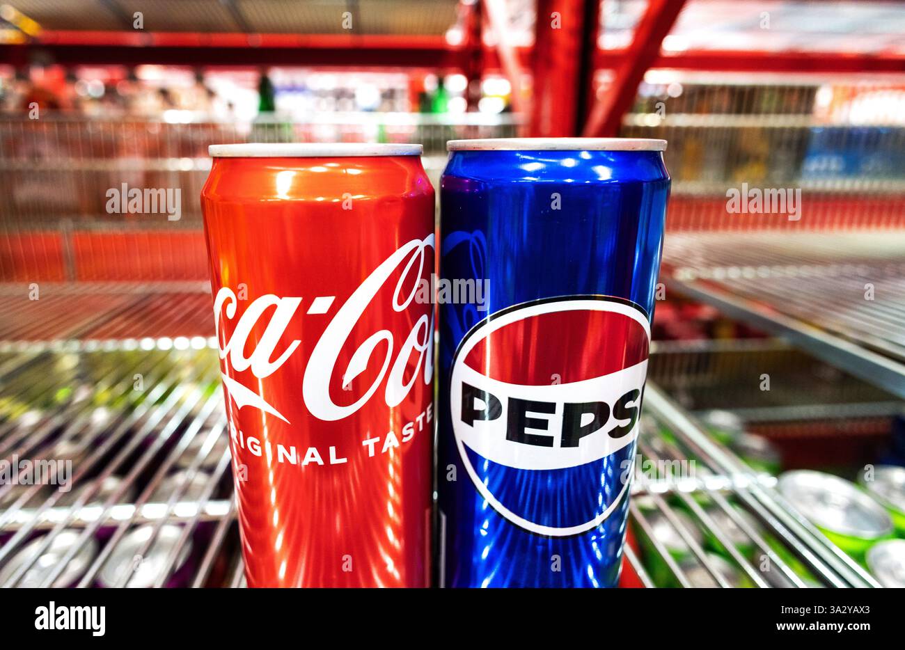 Signs and symbols, American brands, Coca Cola from Coca Cola Company and Pepsi from PepsiCo, Inc. Stock Photo