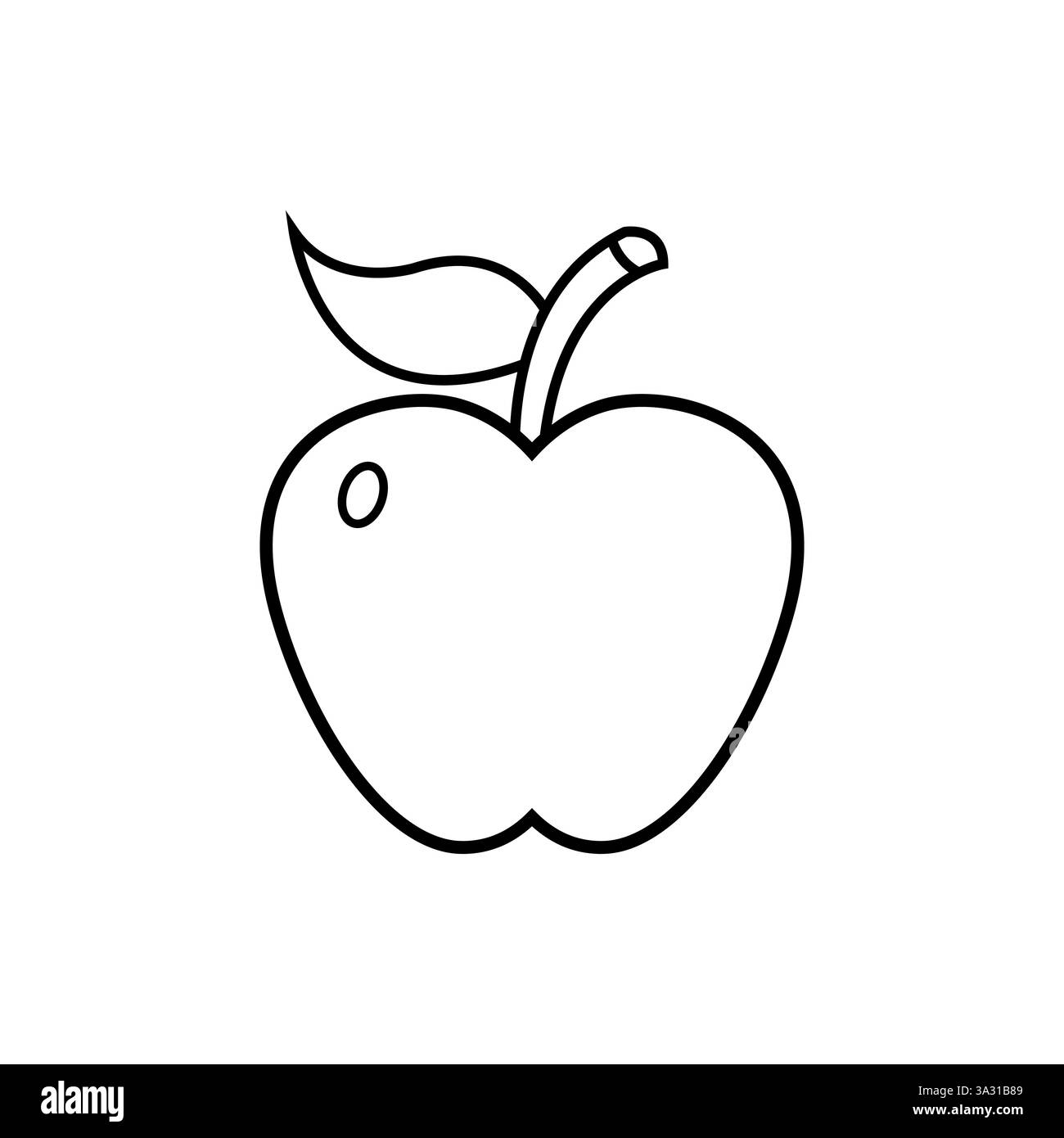 Apple fruit with leaf outline drawing vector icon for coloring Stock ...