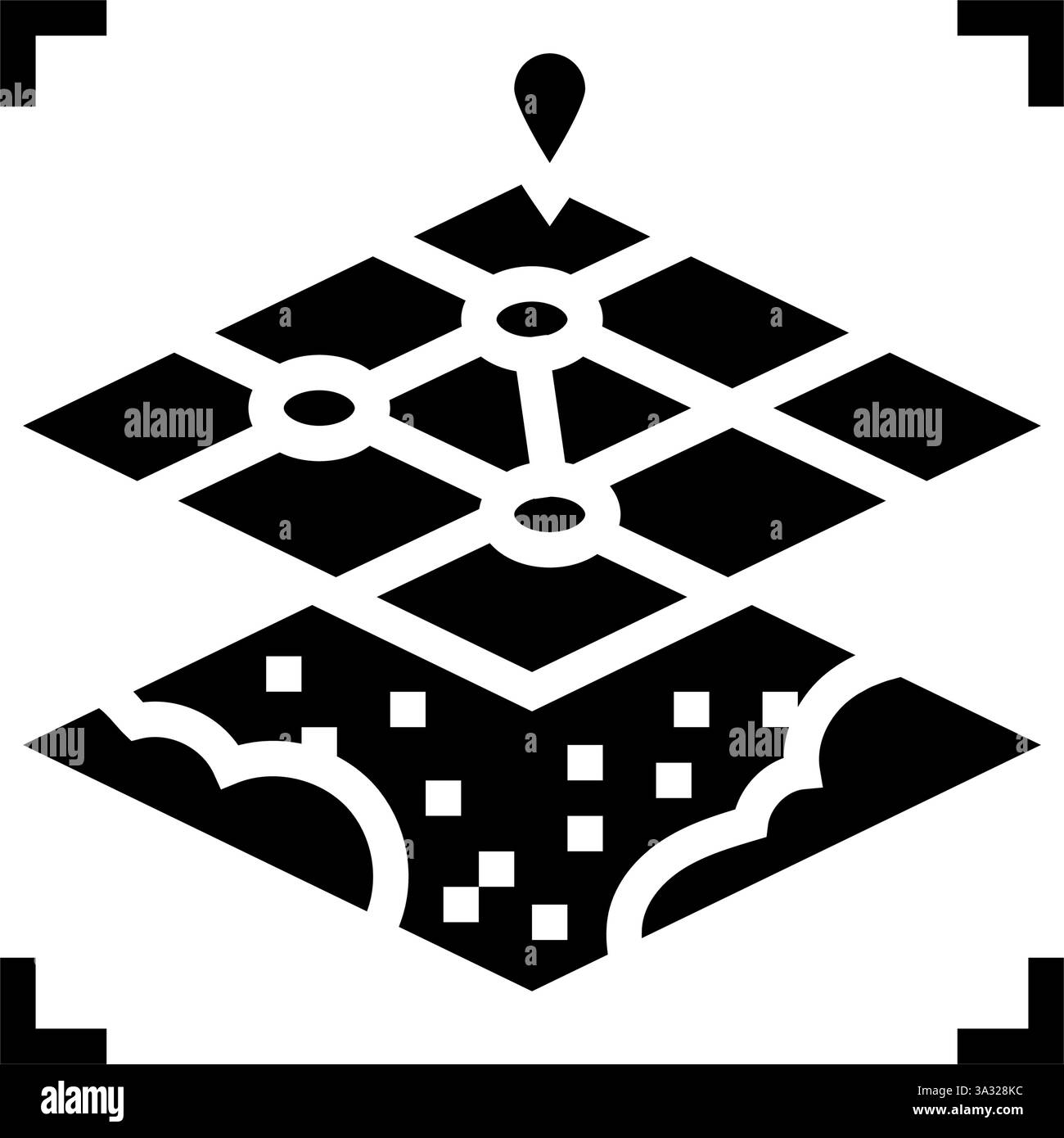 digital map overlay augmented reality glyph icon vector illustration ...