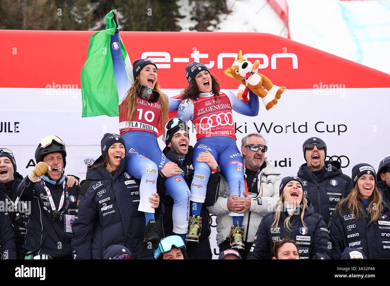 From left, second placed Italy