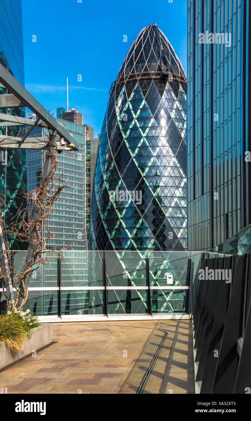 The view of the iconic Gherkin skyscraper from The Garden at 120, the ...