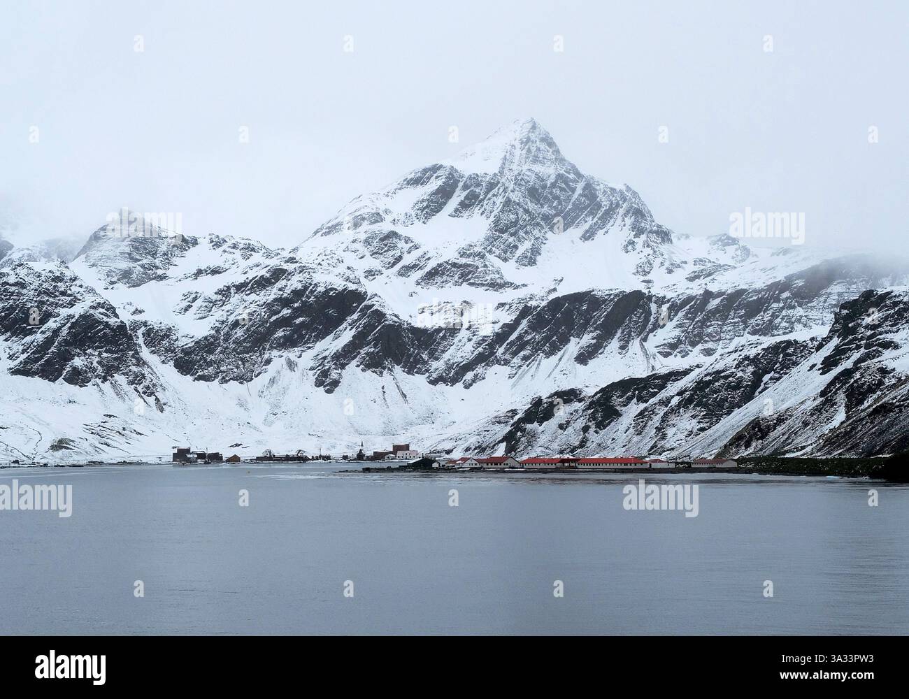 Grytviken from the sea Stock Photo