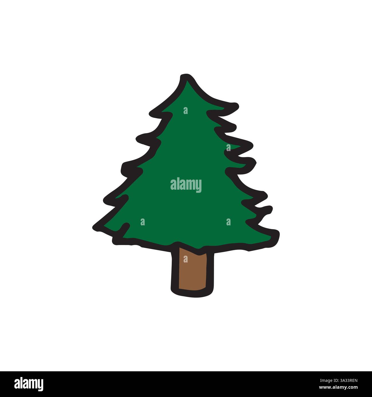 evergeen tree hand drawn drawing vector doodle cute childish cartoon ...