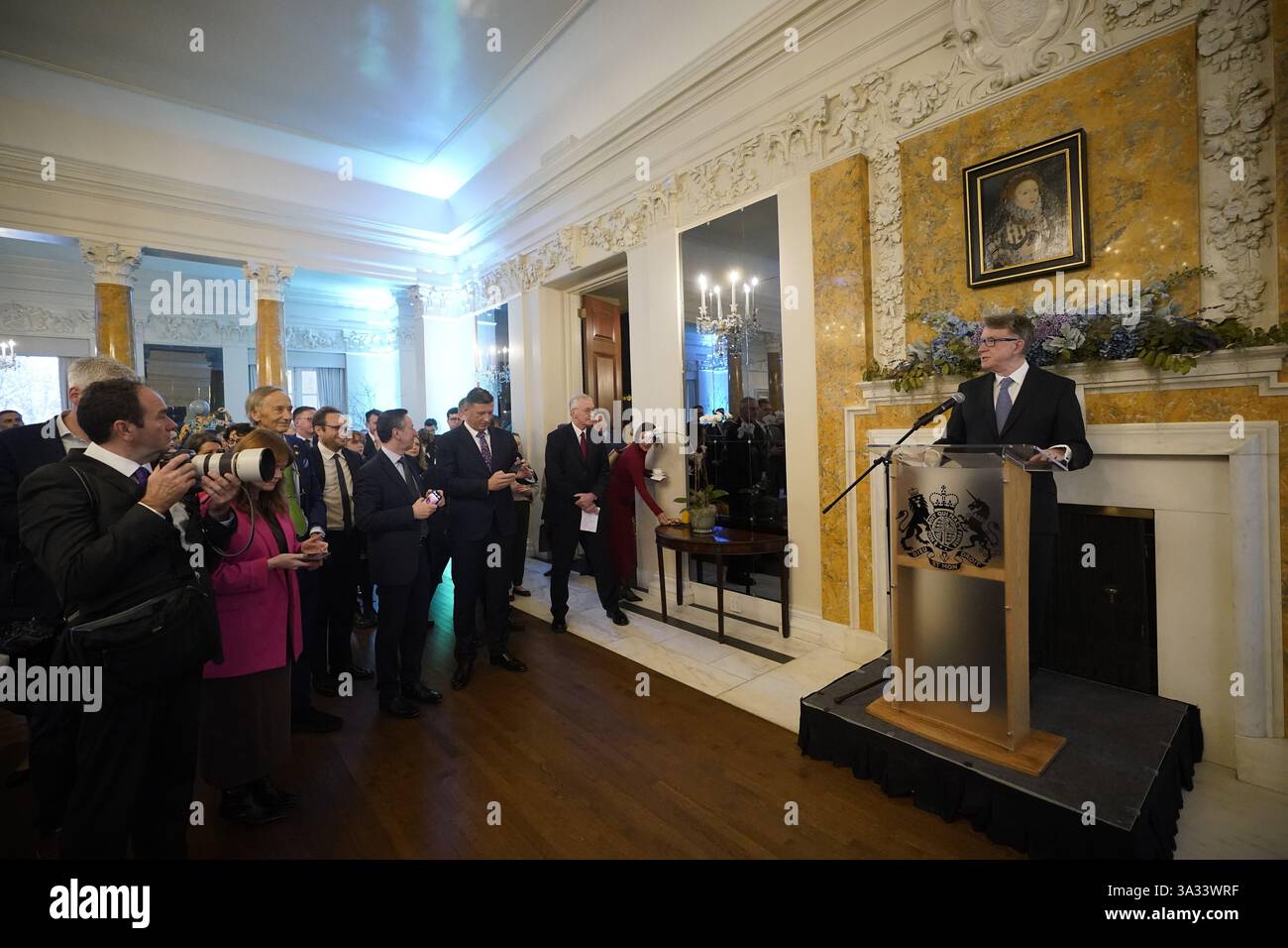 UK ambassador to the US Lord Peter Mandelson speaking at the St Patrick