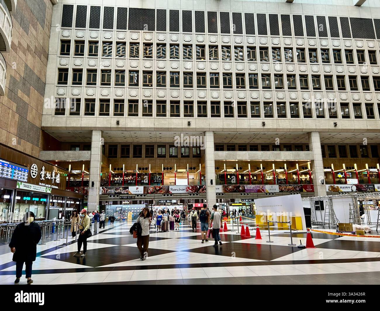 Taipei, Taiwan, Crowd of People, Traveling, Scenes of Main Train Station, inside Hall - Smartphone Captured Stock Image