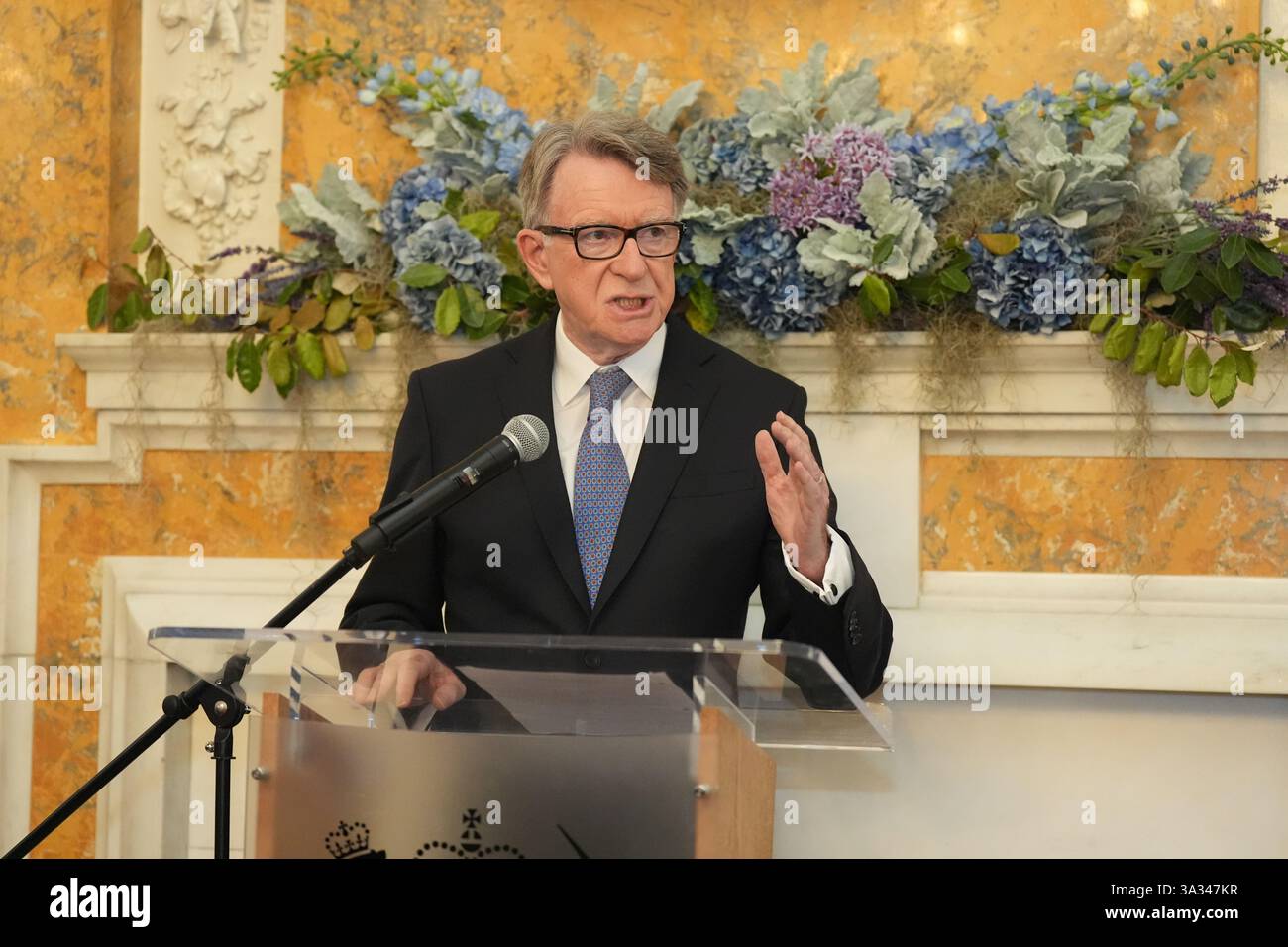 UK ambassador to the US Lord Peter Mandelson speaking at the St Patrick