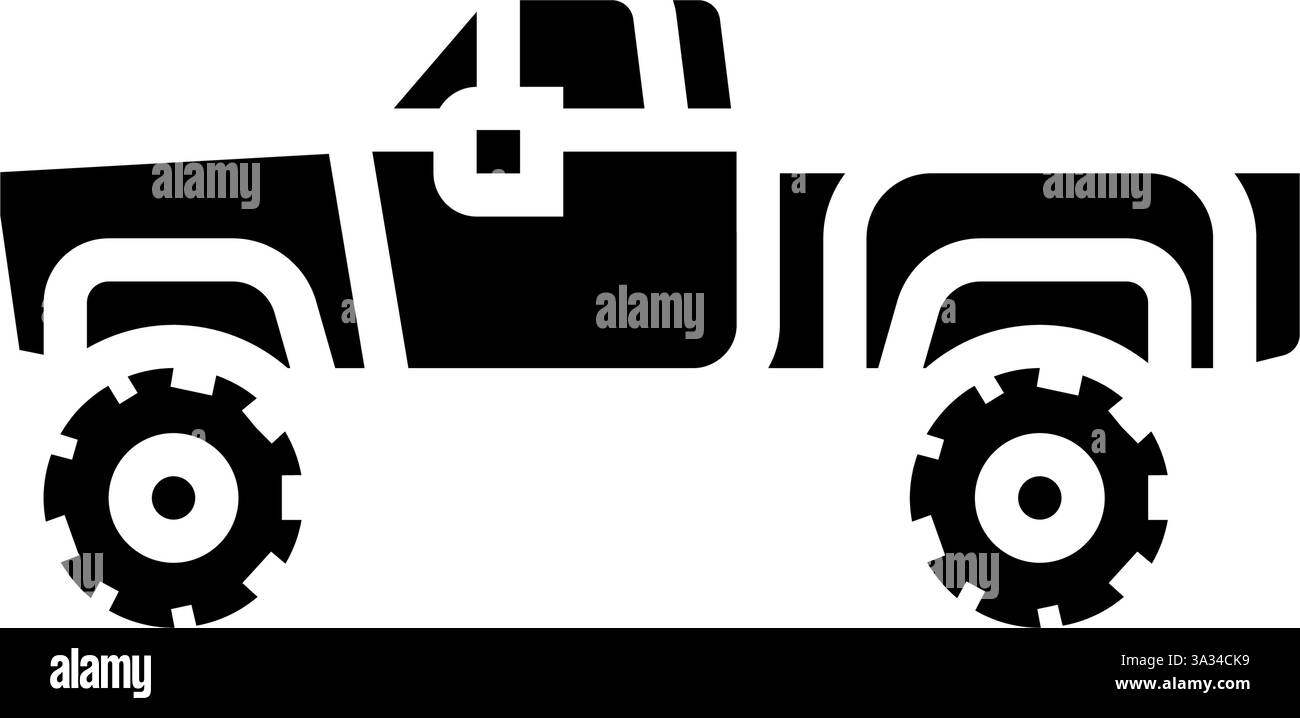 truck oversized tires redneck glyph icon vector illustration Stock ...