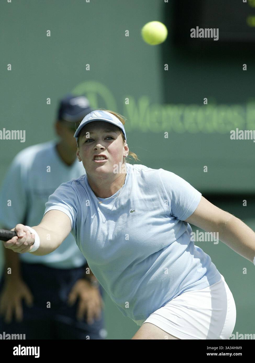 Mar 24, 2004; Key Biscayne, FL, USA; Swiss player MYRIAM CASANOVA playing against Jamea Jackson of the US in the first round of the NASDAQ-100 Open tournament. Jackson defeated Casanova 6-4, 6-4. Stock Photo