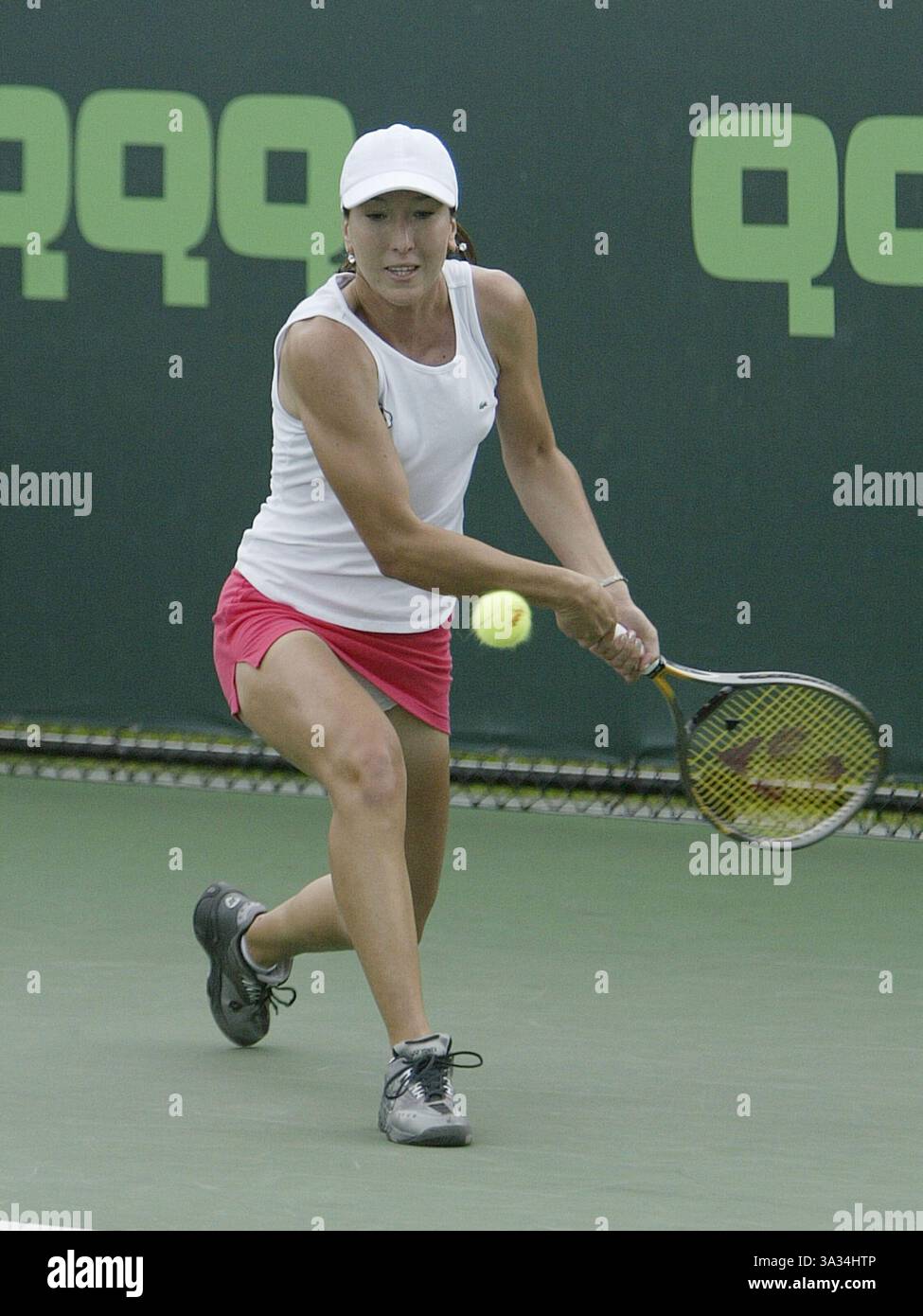 Mar 24, 2004; Key Biscayne, FL, USA; JELENA JANKOVIC of Serbia playing against Claudine Schaul of Luxembourg in the first round of the NASDAQ-100 Open tournament. Jankovic defeated Schaul 6-1, 5-7, 6-3. Stock Photo
