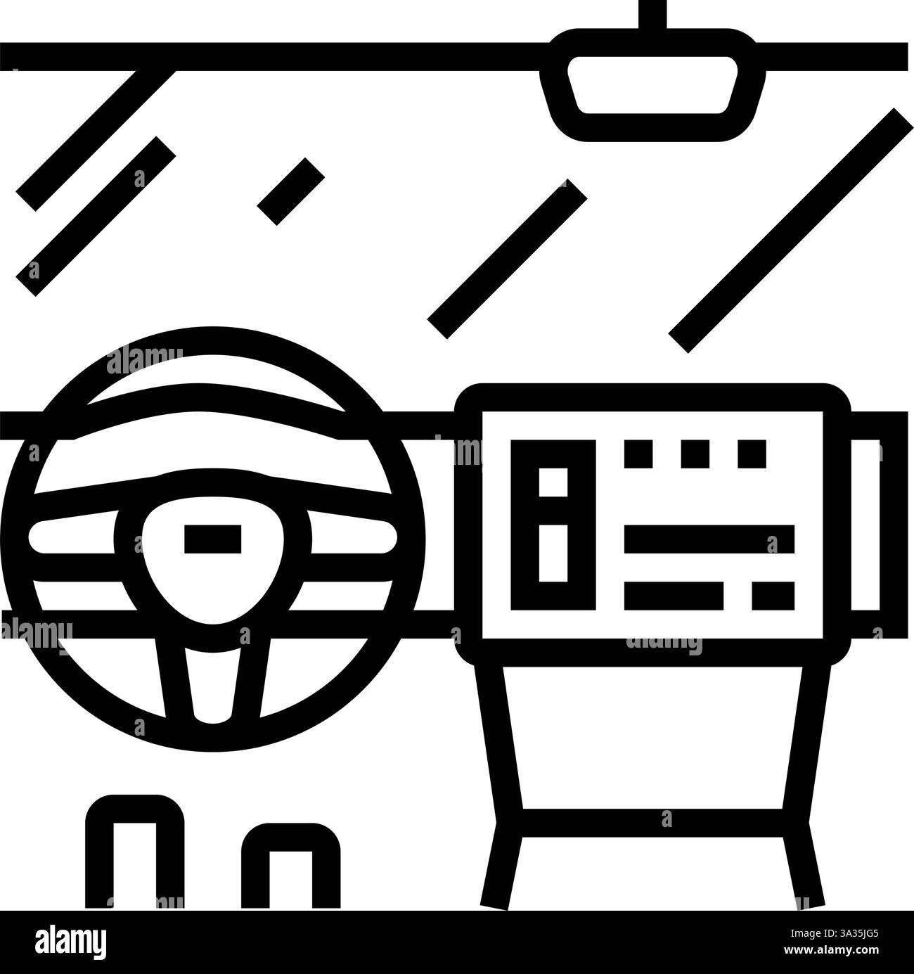 car with screen display auto tainment line icon vector illustration ...