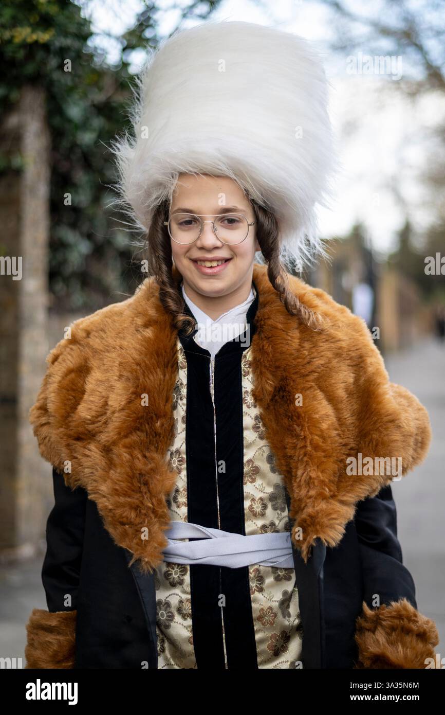 London, UK. 14 March 2025. A boy in Stamford Hill, north London, as ...
