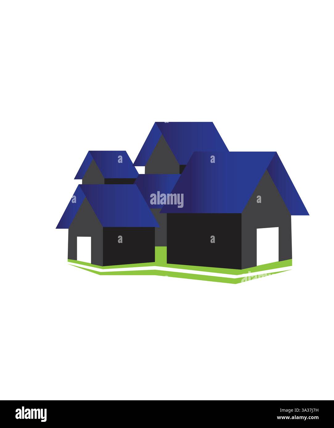 3d house logo, Blue house logo design vector Stock Vector