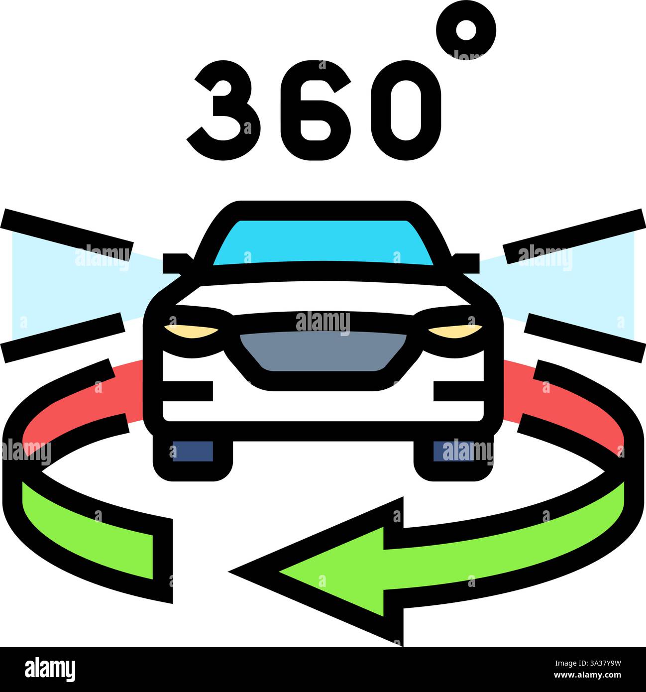 360 degree camera view auto tainment color icon vector illustration ...