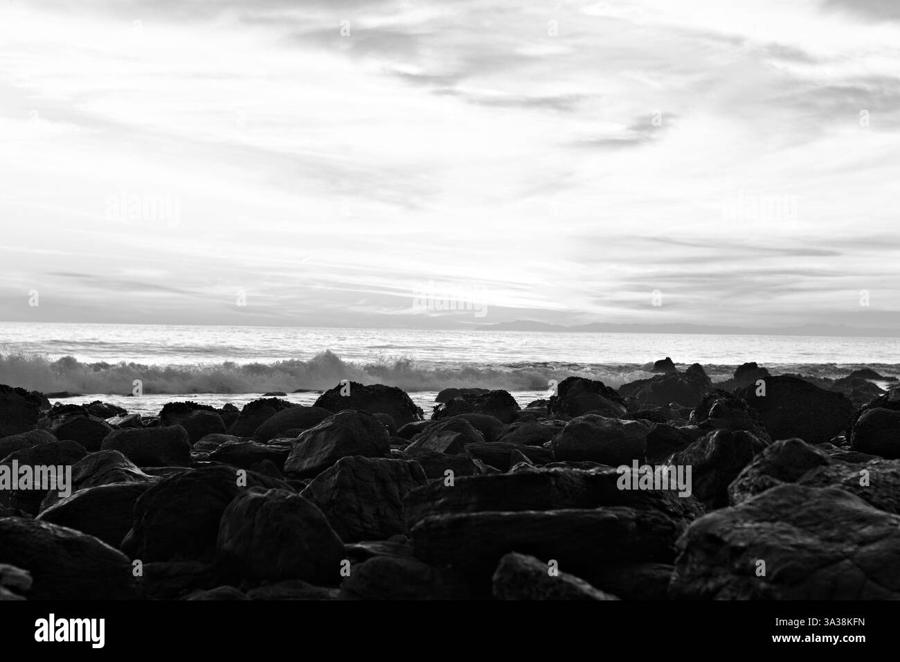Orange sunset beach Black and White Stock Photos & Images - Alamy