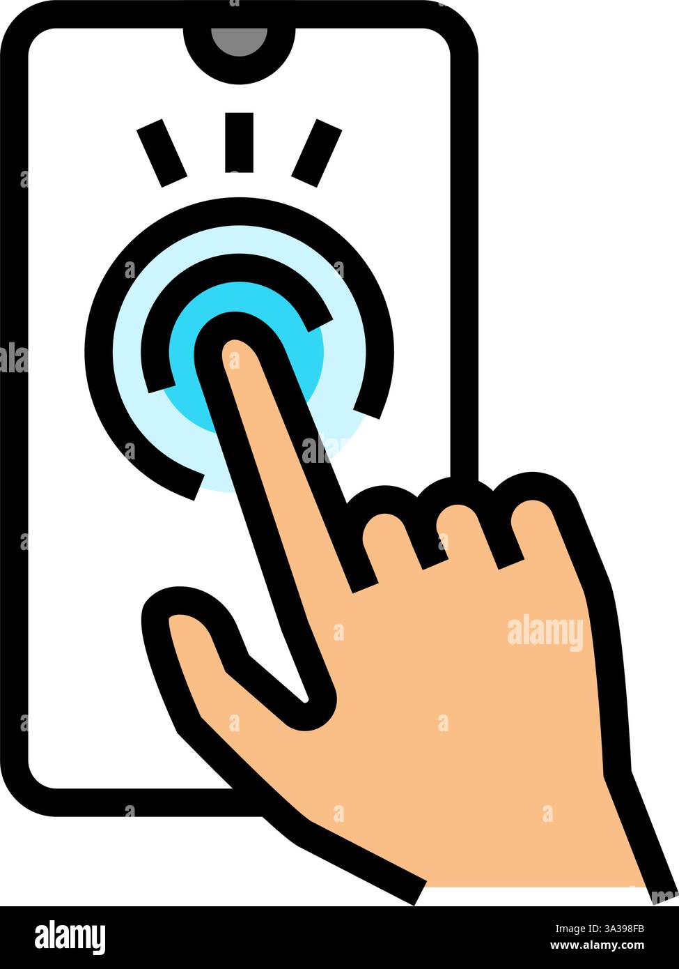 touchscreen hand interaction augmented reality color icon vector ...