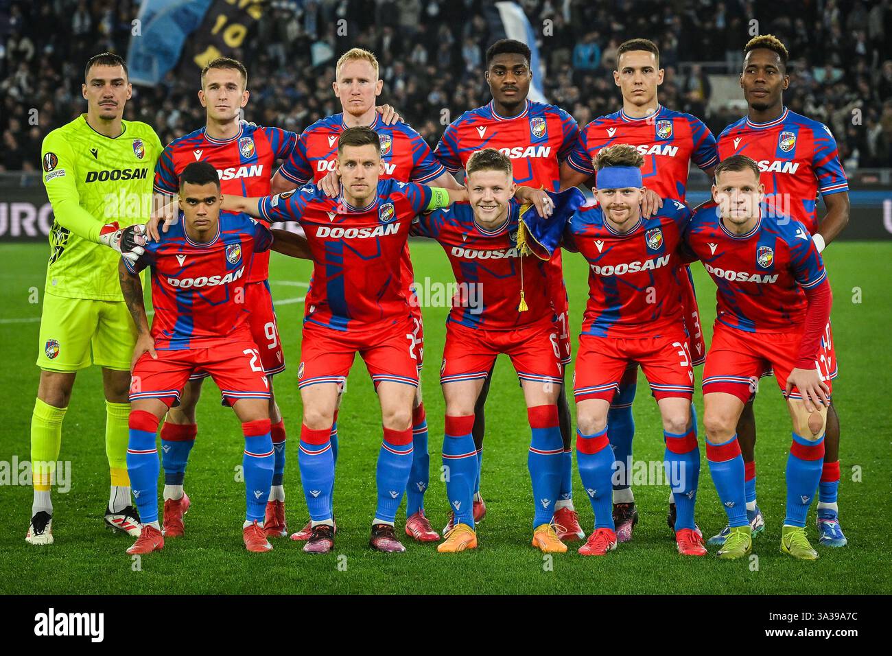 Team of FC Viktoria Plzen during the UEFA Europa League, Round of 16 ...