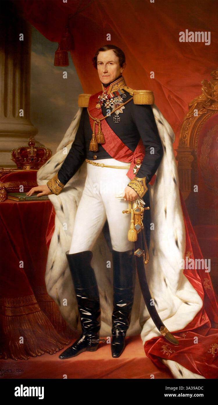 KING LEOPOLD I of Belgium (1790-1865)  Portrait by Nicaise de Keyser in 1856 Stock Photo