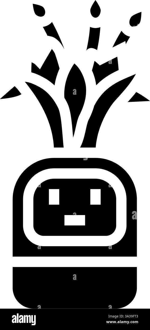 indoor plant with sensor smart home glyph icon vector illustration ...